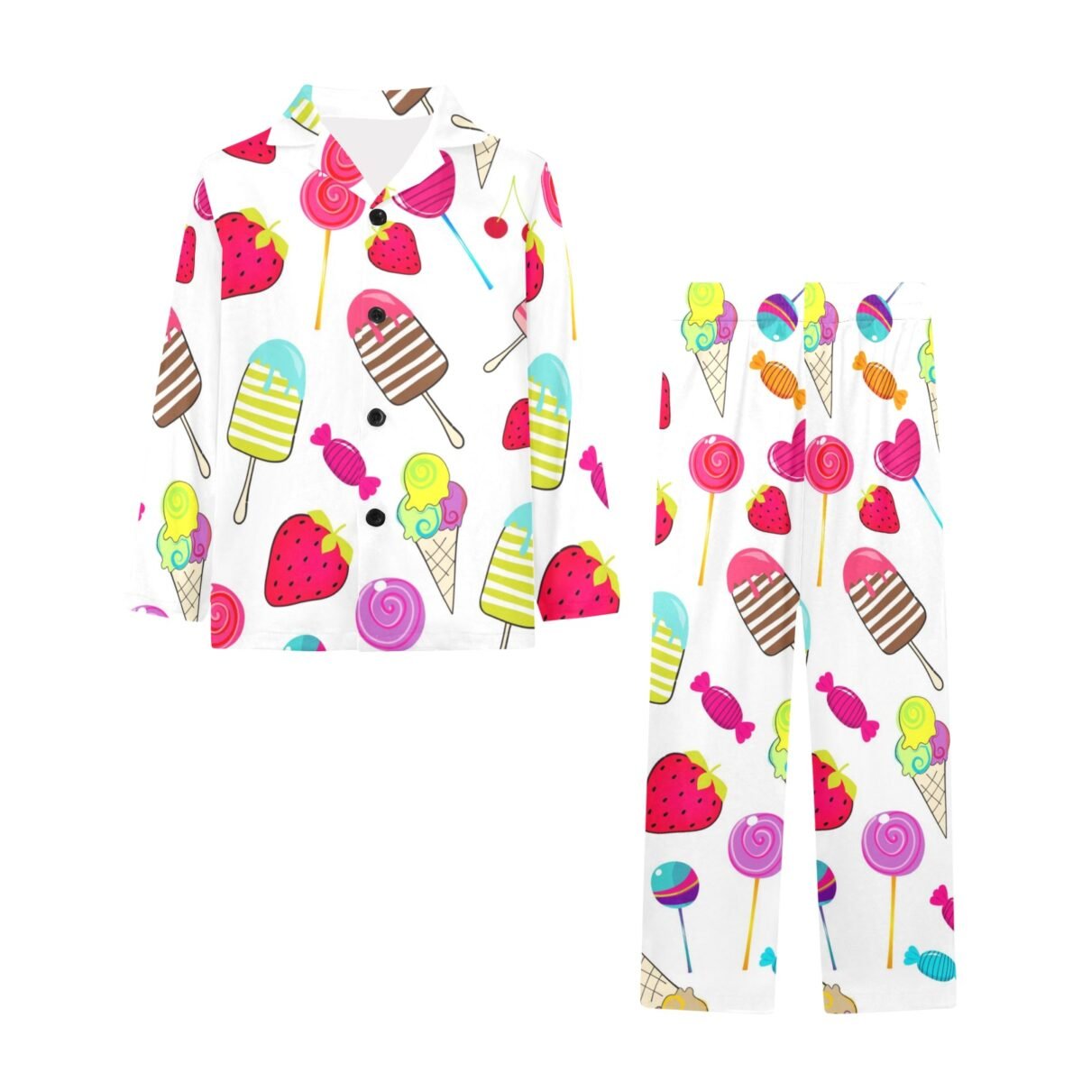 Little Girls' V-Neck Long Pajama Set (Sets 02) - Image 2