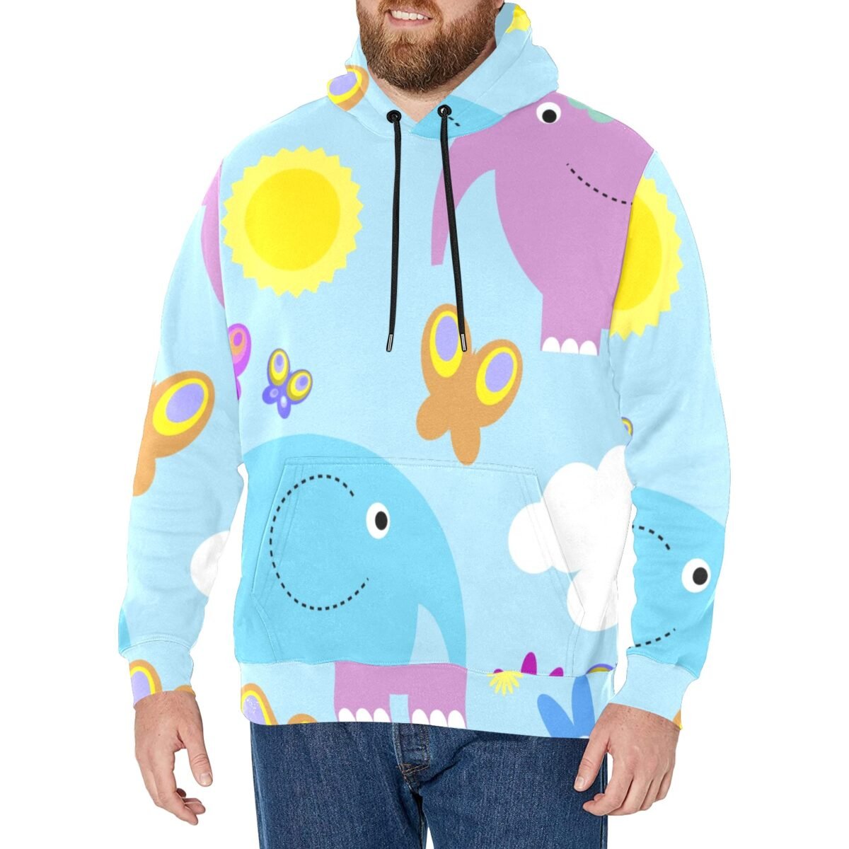 Men's Long Sleeve Fleece Hoodie (H55) - Image 4