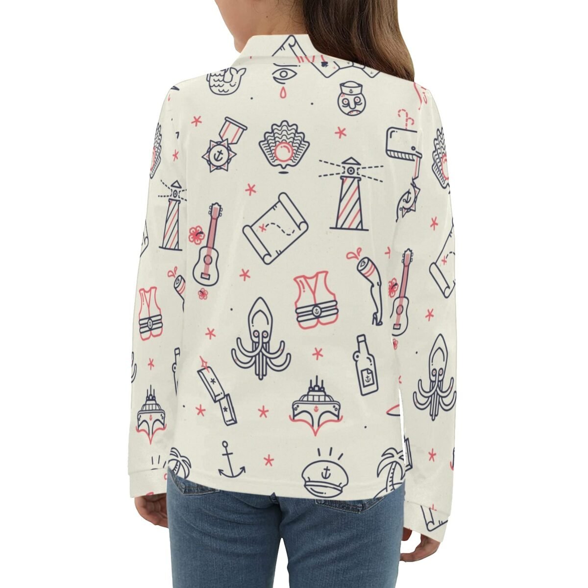 Big Girls' Long Sleeve Polo Shirt T73 - Image 4