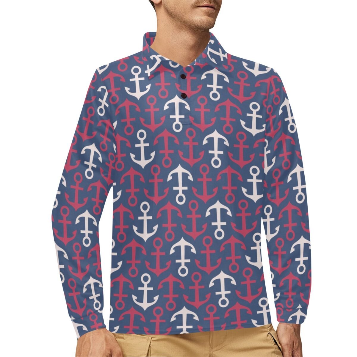 Men's Long Sleeve Polo Shirt (T73) - Image 1