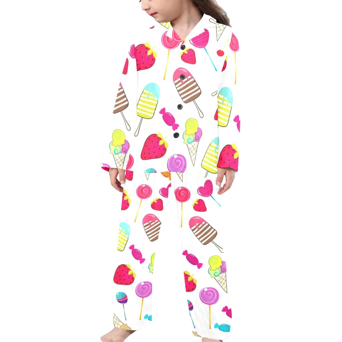 Little Girls' V-Neck Long Pajama Set (Sets 02) - Image 5