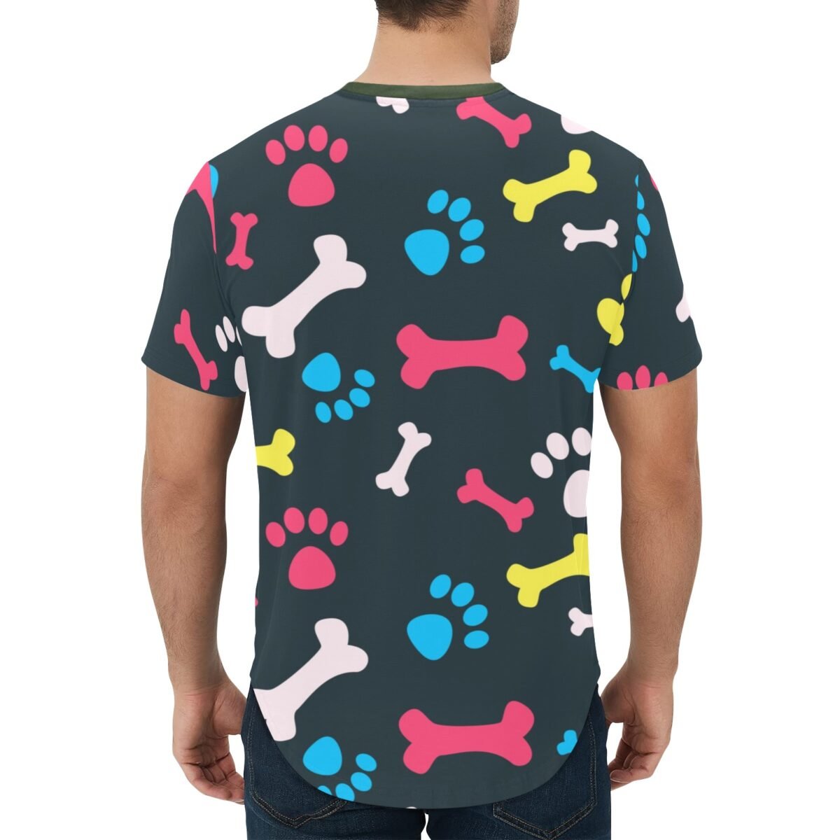 Men's All Over Print Curved Hem T-Shirt (T76) - Image 4