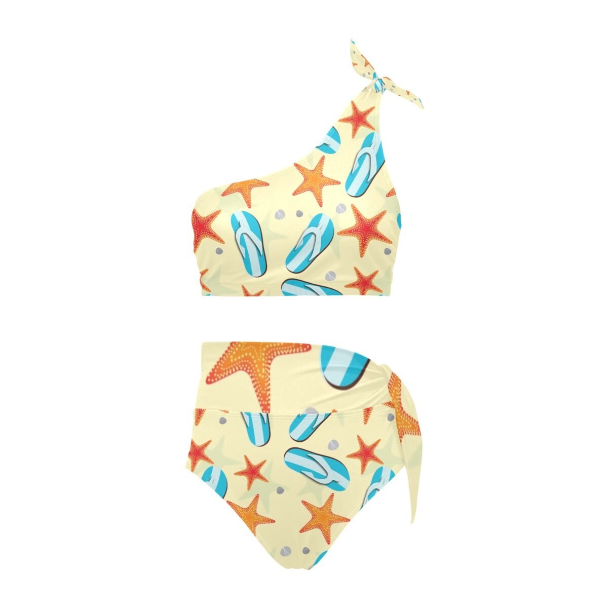 High Waisted One Shoulder Bikini Set (S16) - Image 2