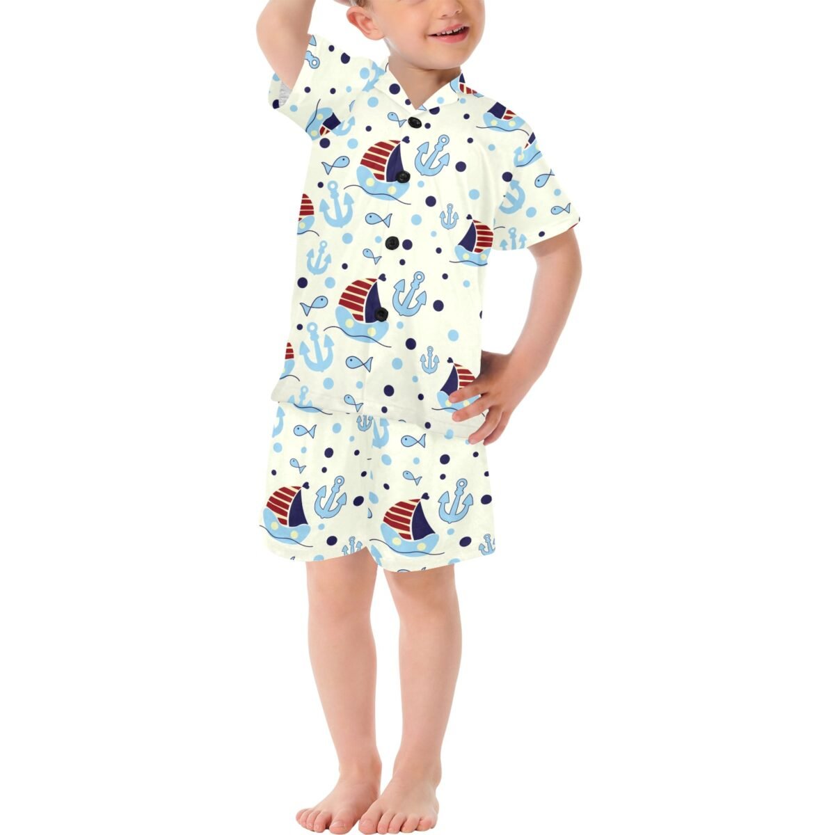 Little Boys' V-Neck Short Pajama Set (Sets 11) - Image 5