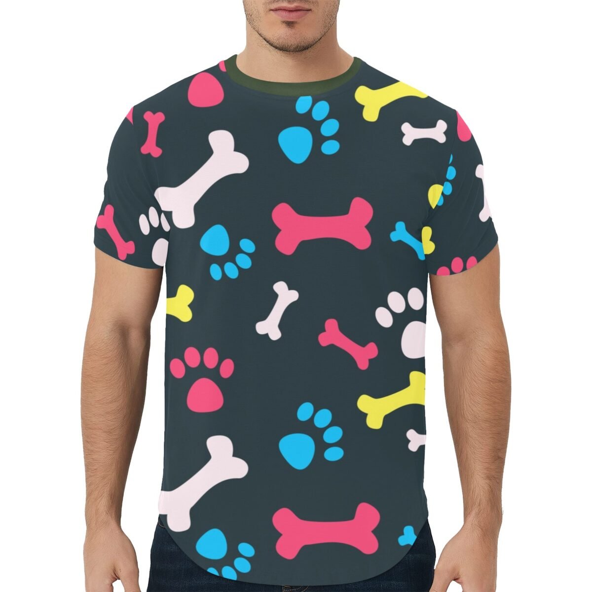 Men's All Over Print Curved Hem T-Shirt (T76) - Image 1