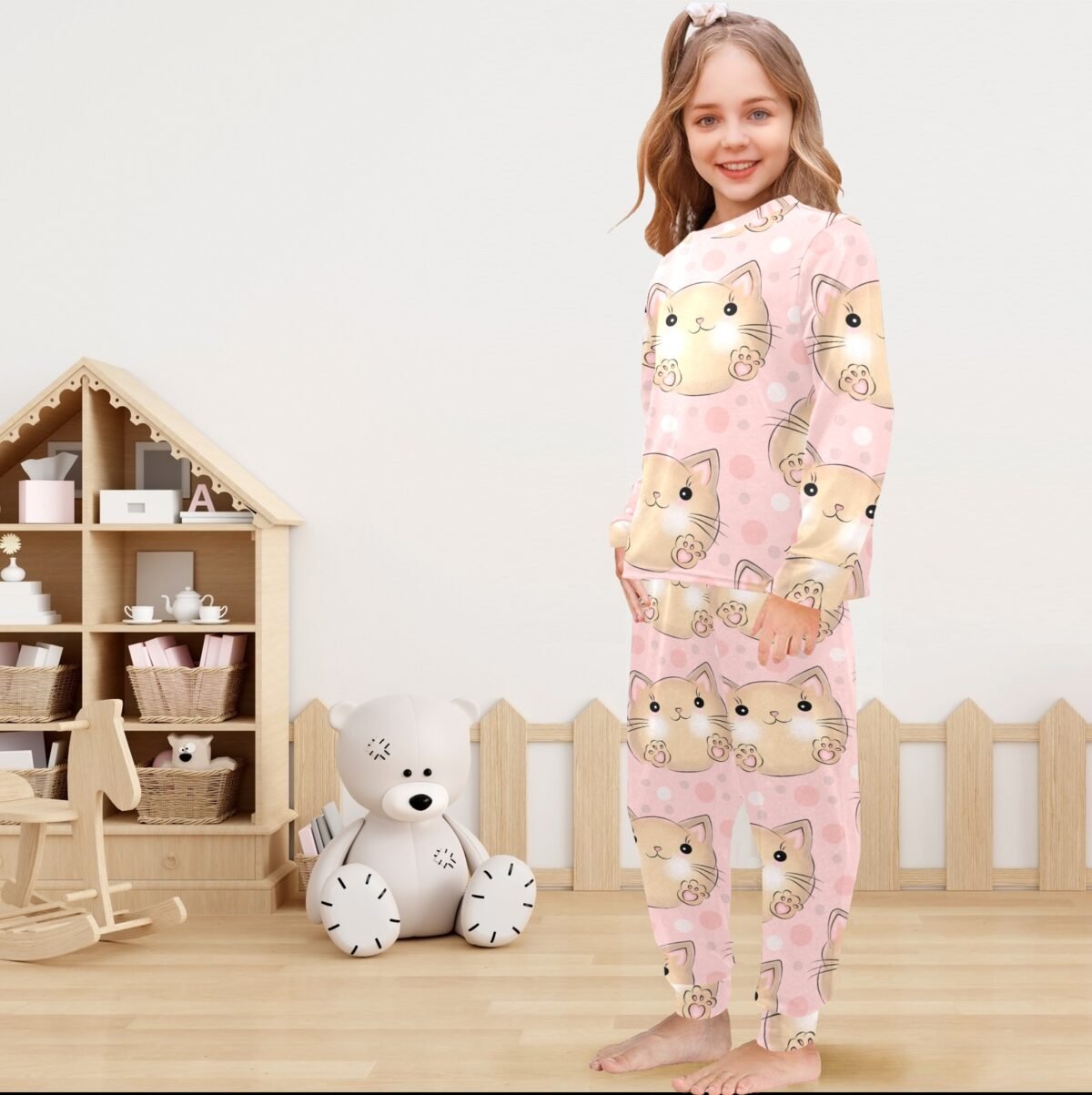 Little Girls' Crew Neck Long Pajama Set (Sets 18) - Image 2