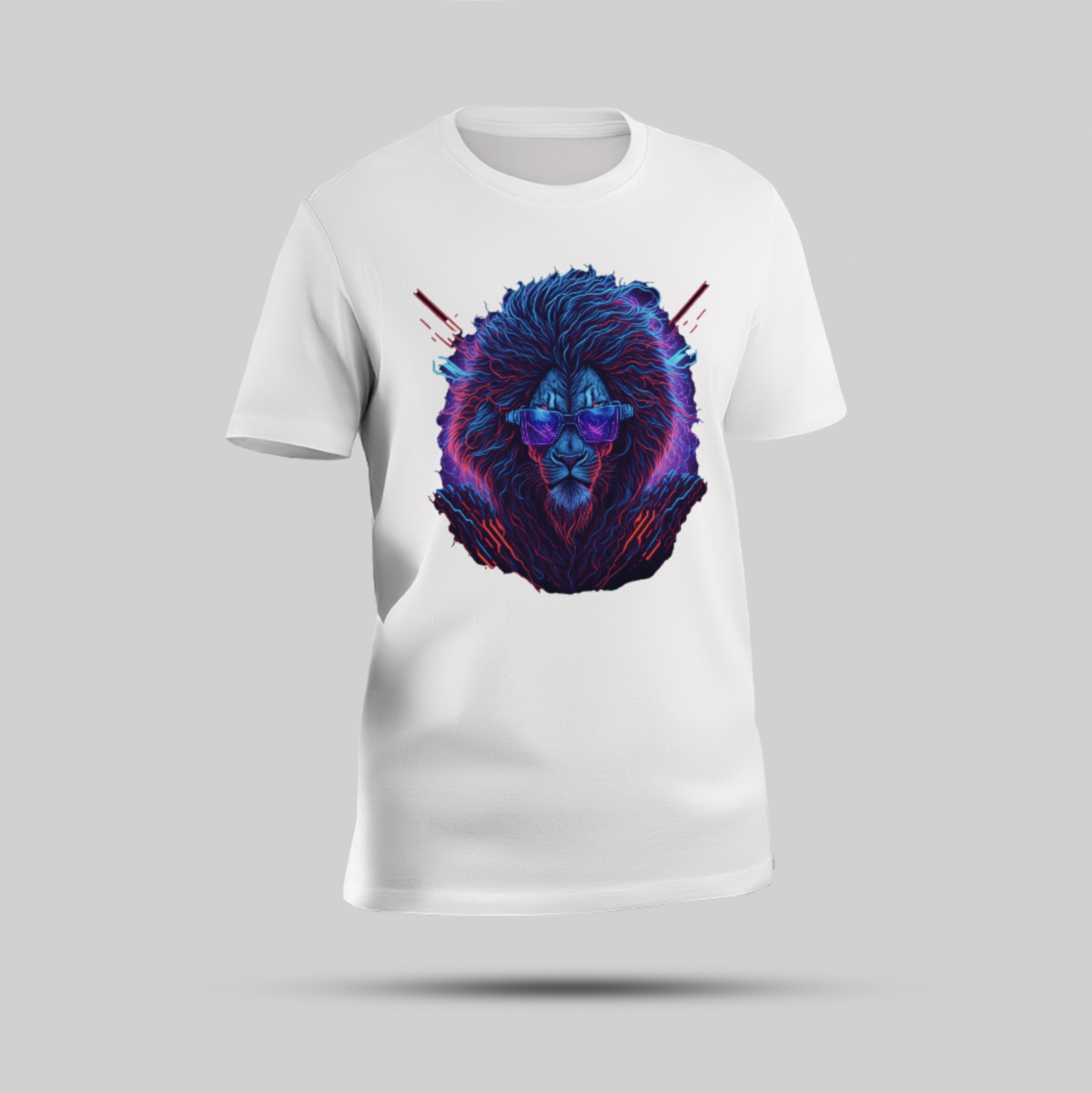Bold Blue Cybernetic Line Head T-Shirt with Sunglasses (White) - Image 1