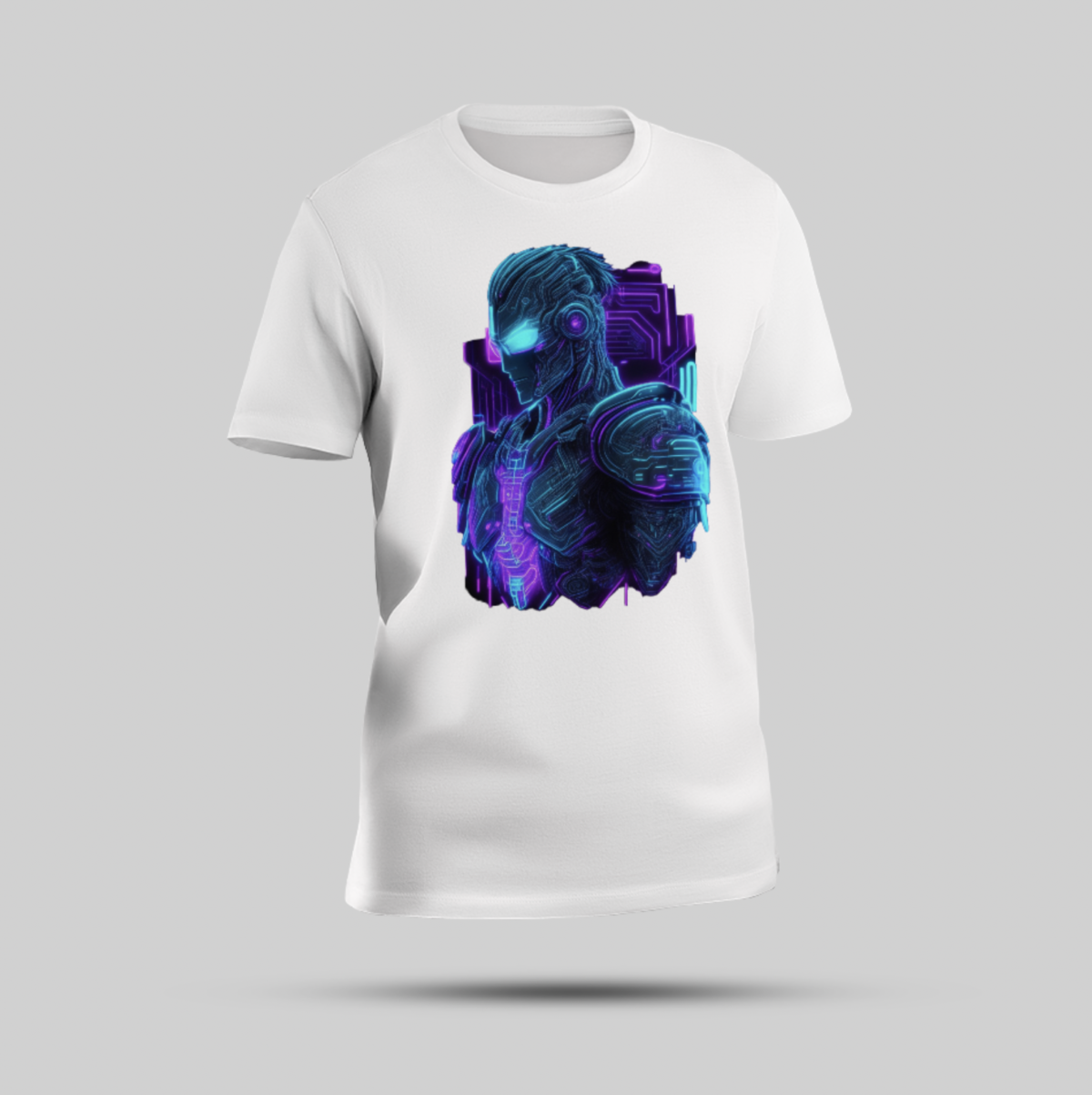 Bold Blue Cyborg in a Glass Printed White Round Neck T-shirt - Image 1