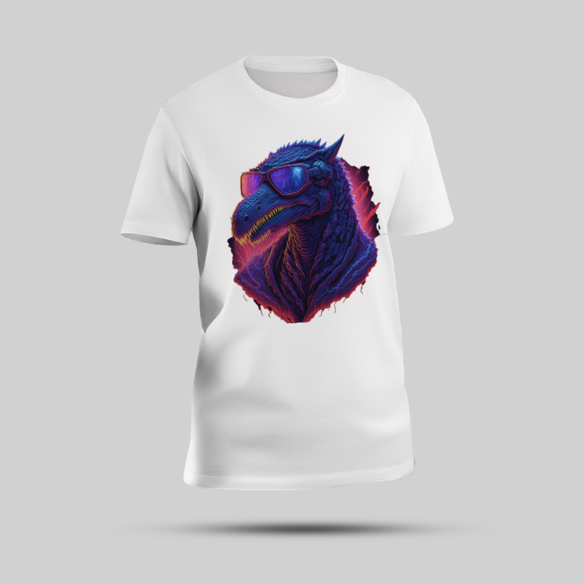 Bold Blue Lizard with Spectacles Graphic T-Shirt – White - Image 1