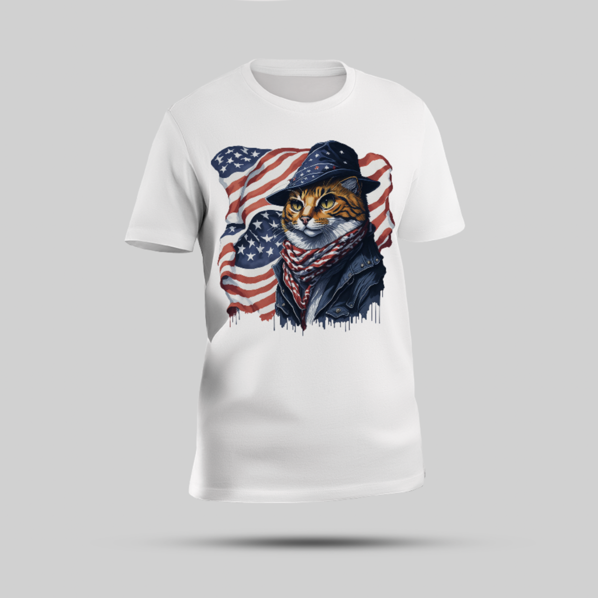 "French Cat & England Flag Graphic T-Shirt - Unisex" - Image 1