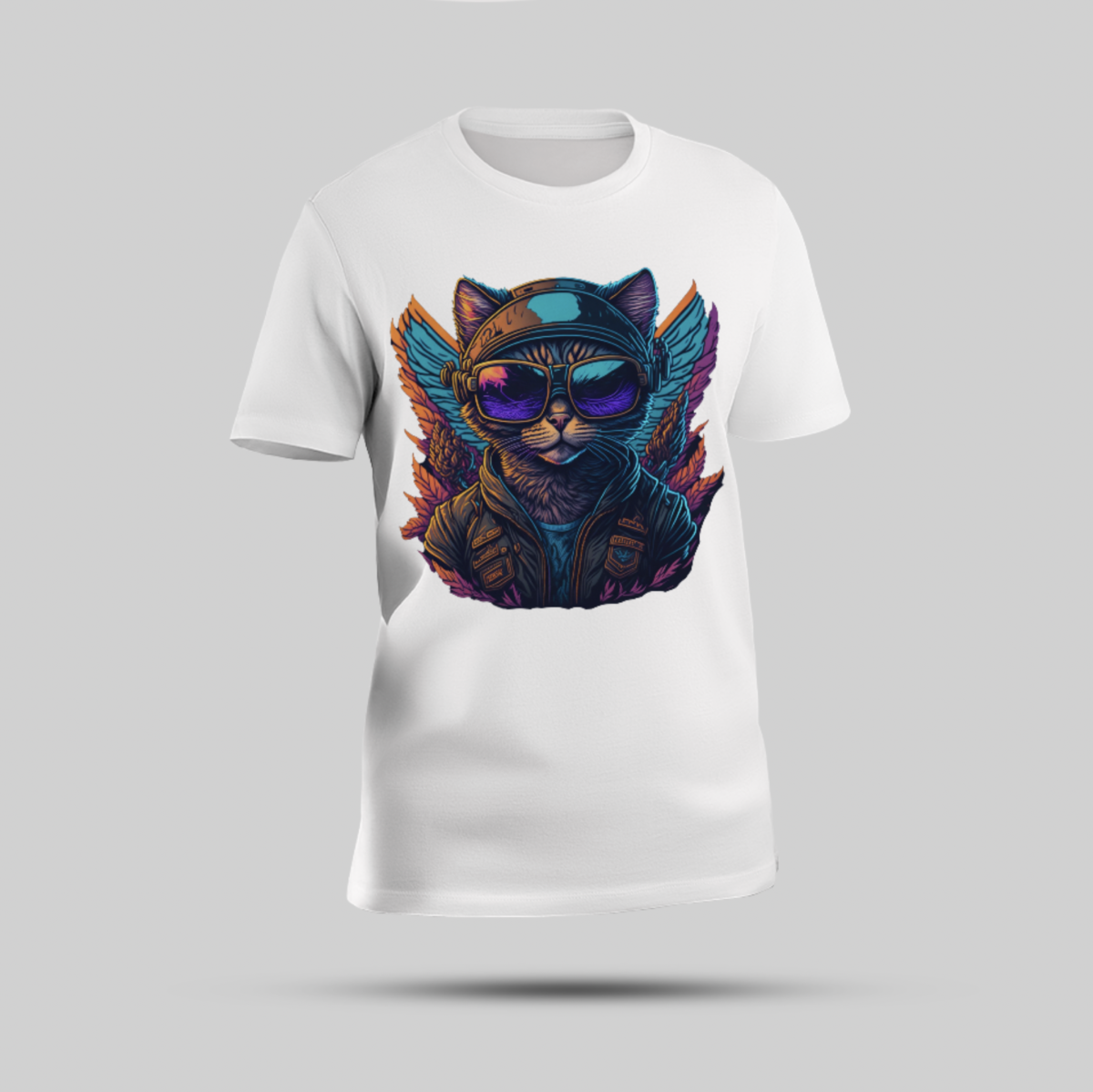 "Cool Cat Graphic T-Shirt - Bold Sunglasses & Beanie Design" - Image 1
