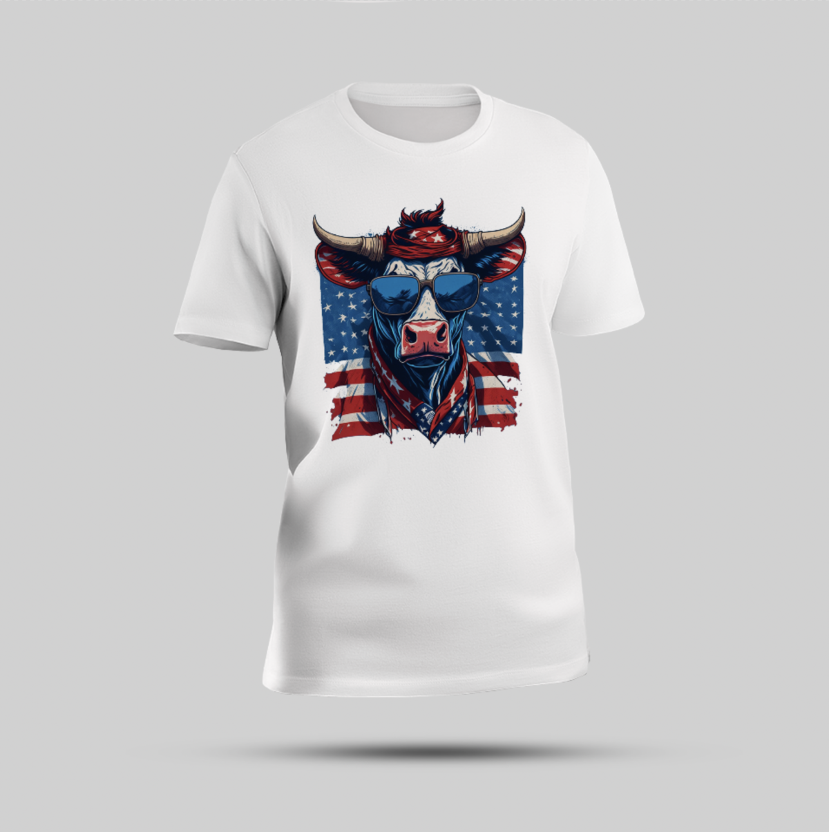 American Flag – White Round Neck T-Shirt" - Image 1