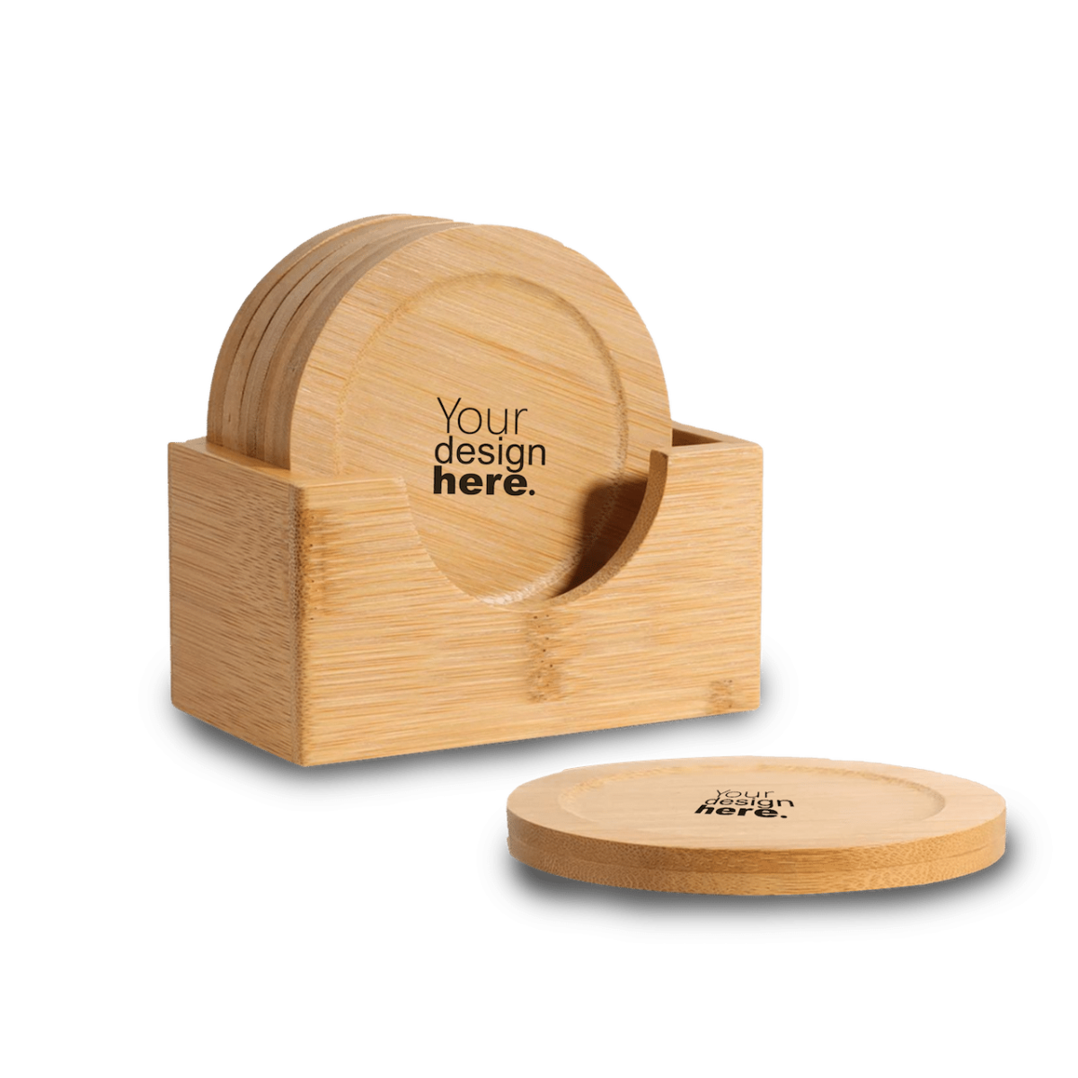 Elegant Round Wooden Coasters – Set of 6 - Image 1